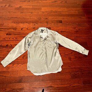 Comme Des Garcons-  Shiny Silver/Grey Button Down (Size M) [Luxury]